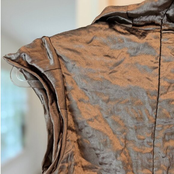 Nicole Miller Metallic Ruched Sheath Dress Petite 10P Silver Cocktail - Picture 5 of 10